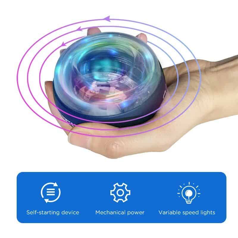 Hand holding a futuristic optic device with glowing swirling light effects, demonstrating advanced optical technology for vision enhancement.