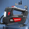 High-pressure tire inflator for automotive use, with 150 PSI max pressure and multiple nozzle attachments for quick and easy inflation. Ideal for car, bike, and home tire maintenance.