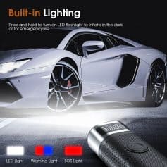 High-power LED flashlight with built-in lighting, ideal for automotive emergencies and roadside safety. Compact, portable, features warning LED and SOS mode for reliable vehicle support.
