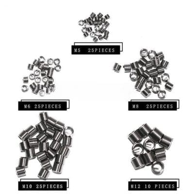 Precision small thread screws for eyewear repairs and optical frame adjustments. Available in M5, M6, M8, M10, and M12 sizes with varying quantities. Essential tools for optical maintenance.