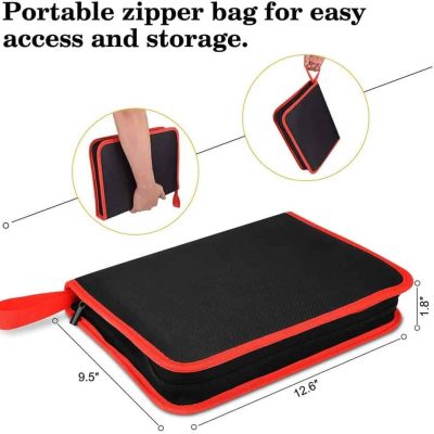 Durable black and red portable zipper bag ideal for medical equipment storage and organization. Compact and lightweight, easy to carry for healthcare professionals and students.