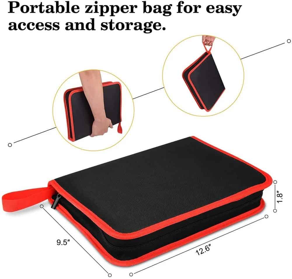 Durable black and red portable zipper bag ideal for medical equipment storage and organization. Compact and lightweight, easy to carry for healthcare professionals and students.