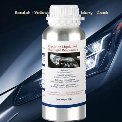 Headlight repair liquid for car headlights, removes scratches, yellowing, fogginess, cracks, and restores clarity. Suitable for quick, high-quality headlight restoration, durable results, no polishing needed.