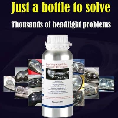 High-quality headlight restoration liquid designed to improve headlight brightness and clarity, eliminating the need for costly replacements.