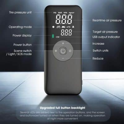 High-quality digital tire pressure gauge with real-time air pressure display and USB connection for accurate readings. Ideal for vehicle maintenance and safety checks.