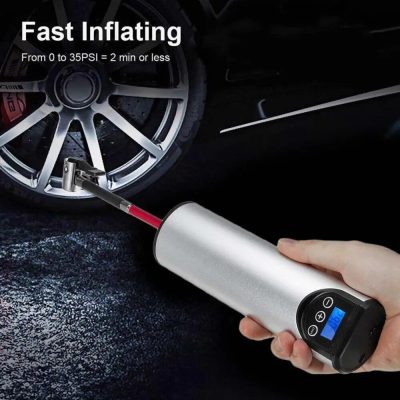 Portable digital tire inflater for quick and easy inflation at home or on the go. Suitable for emergency roadside tire inflation, featuring digital display and fast inflate technology.