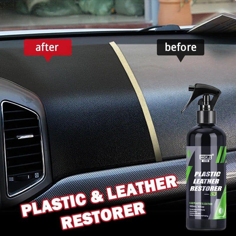Premium plastic leather cleaner for car dashboard and interior. Effectively removes scratches, stains, and restores a fresh look. Perfect for maintaining vehicle upholstery and surfaces.