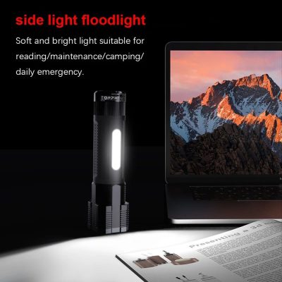Portable LED flashlight ideal for reading, camping, maintenance, and daily emergencies; compact design provides bright, soft light functions.
