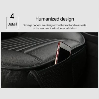 Premium ergonomic car seat with storage pockets for convenience and comfort. Designed with humanized features for easy access and organization. Perfect for driver and passenger needs.