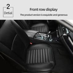 Luxurious car interior with black leather seats and modern dashboard.