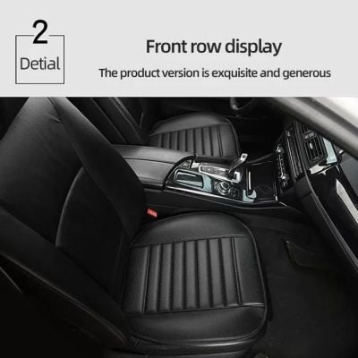 Luxurious car interior with black leather seats and modern dashboard.