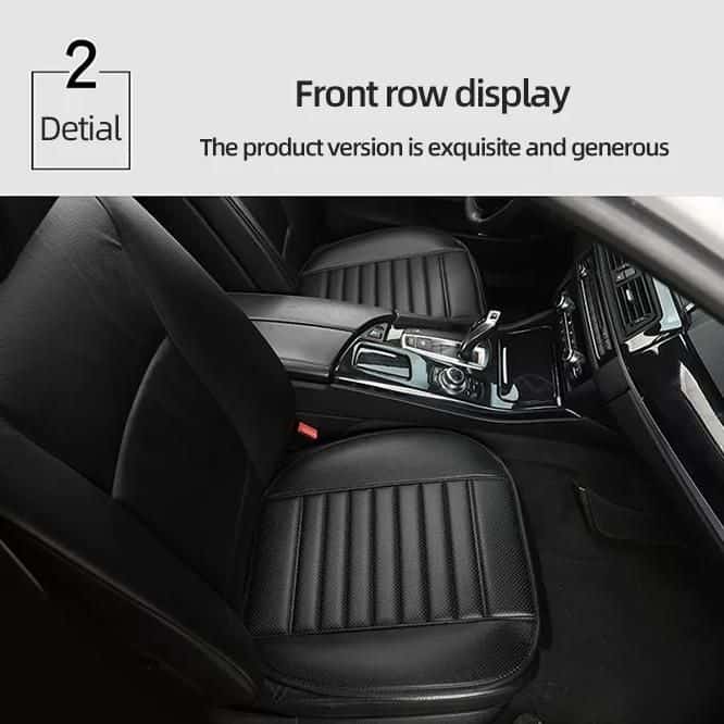 Luxurious car interior with black leather seats and modern dashboard.