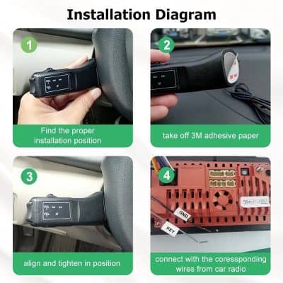 Optimized ALT text for car radio installation, dashboard, wiring, adhesive removal.