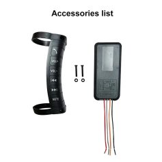 Wireless remote control for eyeglasses, with volume and mute buttons, plus an electronic module with wiring for customization. Perfect for enhancing eyeglass functionality or adding electronic features.