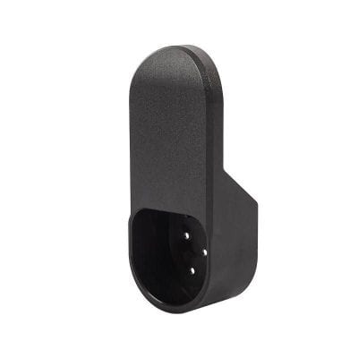 Black universal wall socket with sleek design for home or office use.