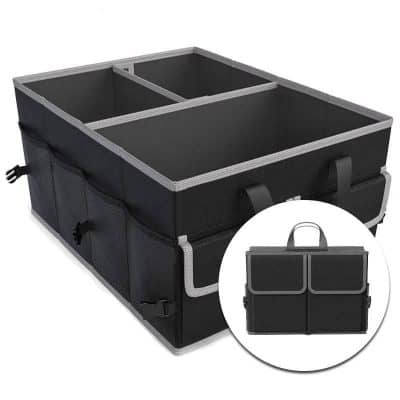 High-quality black storage bag with multiple compartments, ideal for organizing optical store tools, frames, and accessories efficiently and conveniently.
