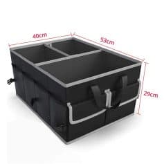 Durable black multi-compartment storage box with handles, perfect for organizing medical supplies, skincare tools, or cosmetics. Compact size with dimensions 40cm x 53cm x 29cm.