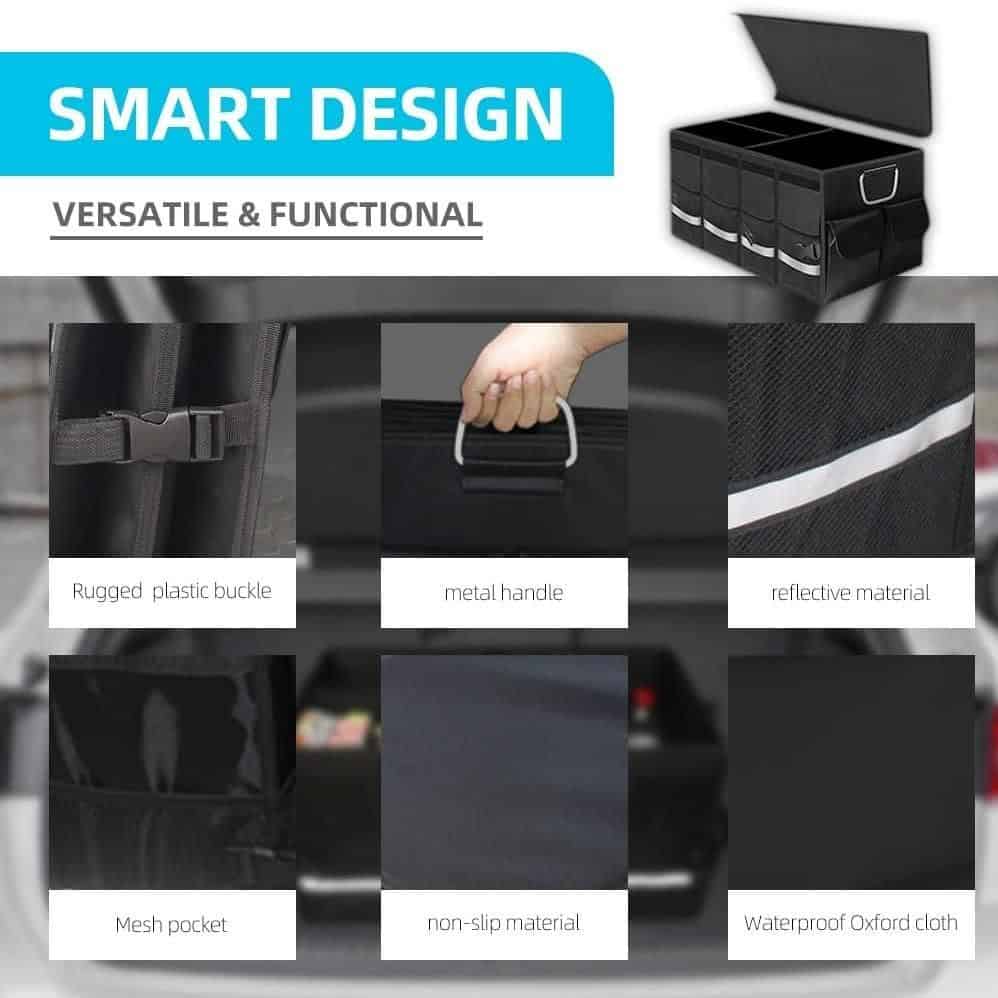 Durable black storage bag with multiple compartments and secure closures for convenient organization.