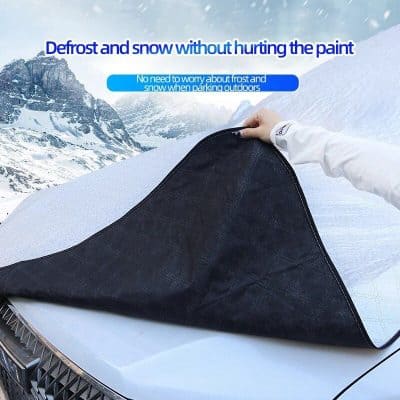 Durable defrost snow cover for cars, protects paint from frost and snow, easy to install and remove, perfect for outdoor parking in winter. Keep your vehicle safe from winter weather damage.