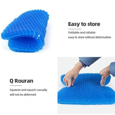 Comfortable, portable blue memory foam travel cushion for portable support and easy storage, perfect for on-the-go relaxation and comfort.