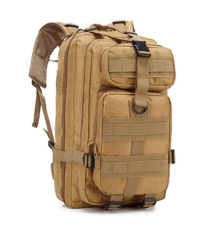 Durable tan travel backpack designed for optometry professionals, featuring multiple compartments and gear organization, perfect for on-the-go eye care equipment and accessories.