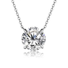 Sterling silver chain with a sparkling round-cut diamond pendant for elegant jewelry. Perfect for special occasions or everyday wear, showcasing timeless style and exceptional quality.