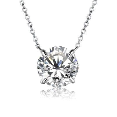 Sterling silver chain with a sparkling round-cut diamond pendant for elegant jewelry. Perfect for special occasions or everyday wear, showcasing timeless style and exceptional quality.