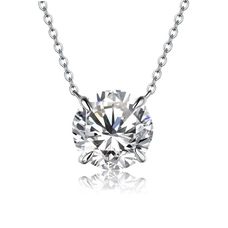 Sterling silver chain with a sparkling round-cut diamond pendant for elegant jewelry. Perfect for special occasions or everyday wear, showcasing timeless style and exceptional quality.