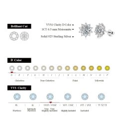 Sterling silver diamond earrings with brilliant cut, 1ct moissanite, and VVS1 clarity for a dazzling look. Perfect for any special occasion or jewelry collection.
