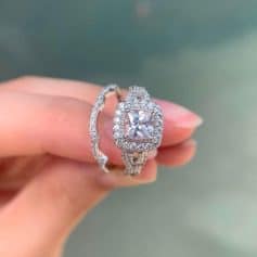 Luxury diamond engagement ring with center stone and pavé setting, perfect for special occasions at Monalisa Store.