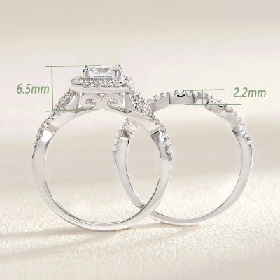 Luxurious diamond ring with intricate design and detailed measurements, perfect for engagement or special occasions. Crafted in high-quality silver with sparkling stones.