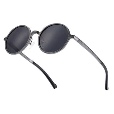 Stylish round sunglasses for men and women, UV protection, lightweight frame, perfect for outdoor activities and fashion.