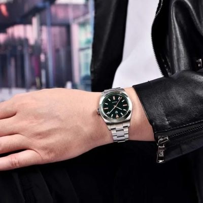 High-quality luxury watch with stainless steel strap and sleek black dial, perfect for stylish men and women. Available at Monalisa Store for premium timepiece lovers.