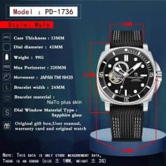 A high-quality men's wristwatch from Monalisa Medical Store, featuring a black strap, stainless steel case, and precise Japanese movement, ideal for accessory and timekeeping needs.