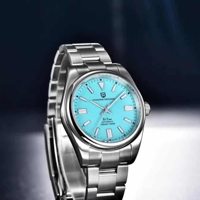 Elegant luxury women's wristwatch with stainless steel band and vibrant blue dial, perfect for stylish occasions and everyday wear.