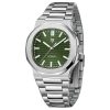 High-quality men's stainless steel watch with green dial, automatic movement, and sleek design, ideal for stylish accessories and everyday fashion.