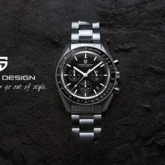 Premium men's wristwatch with black dial, chronograph features, tachymeter, and stainless steel strap, perfect for stylish and professional look. Ideal for watch enthusiasts and fashion-conscious individuals.