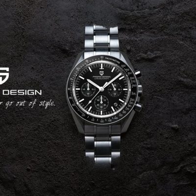 Premium men's wristwatch with black dial, chronograph features, tachymeter, and stainless steel strap, perfect for stylish and professional look. Ideal for watch enthusiasts and fashion-conscious individuals.