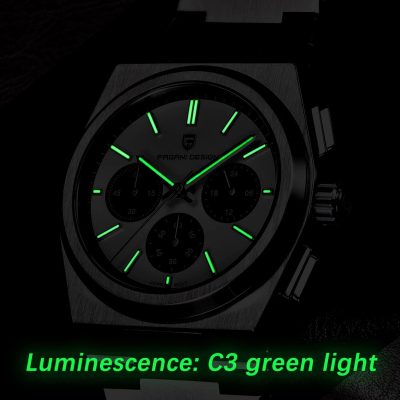 High-quality watch with luminous green glow for easy visibility in low light, featuring a sleek black design and chronograph functions for stylish and practical eyewear and optical accessories.