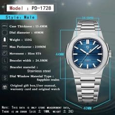 Men's stainless steel wristwatch with sapphire crystal, precise automatic movement, and durable design from Monalisa Store. Perfect for stylish, high-quality accessories.