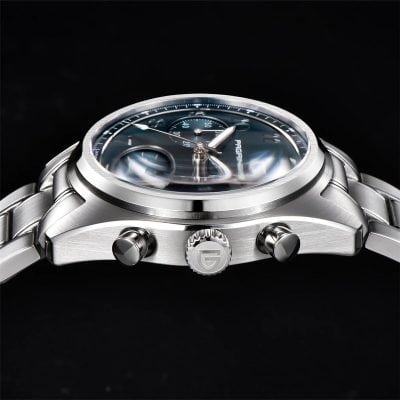 High-quality men’s luxury wristwatch with chronograph and stainless steel bracelet, ideal for sophisticated style and accurate timekeeping.