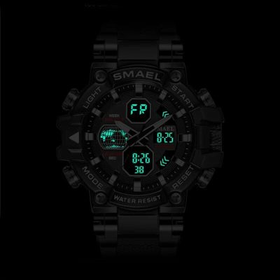 High-quality digital watch with illuminated display, multiple functions, water resistance, and modern design, perfect for fashion-forward individuals looking for functional accessories.