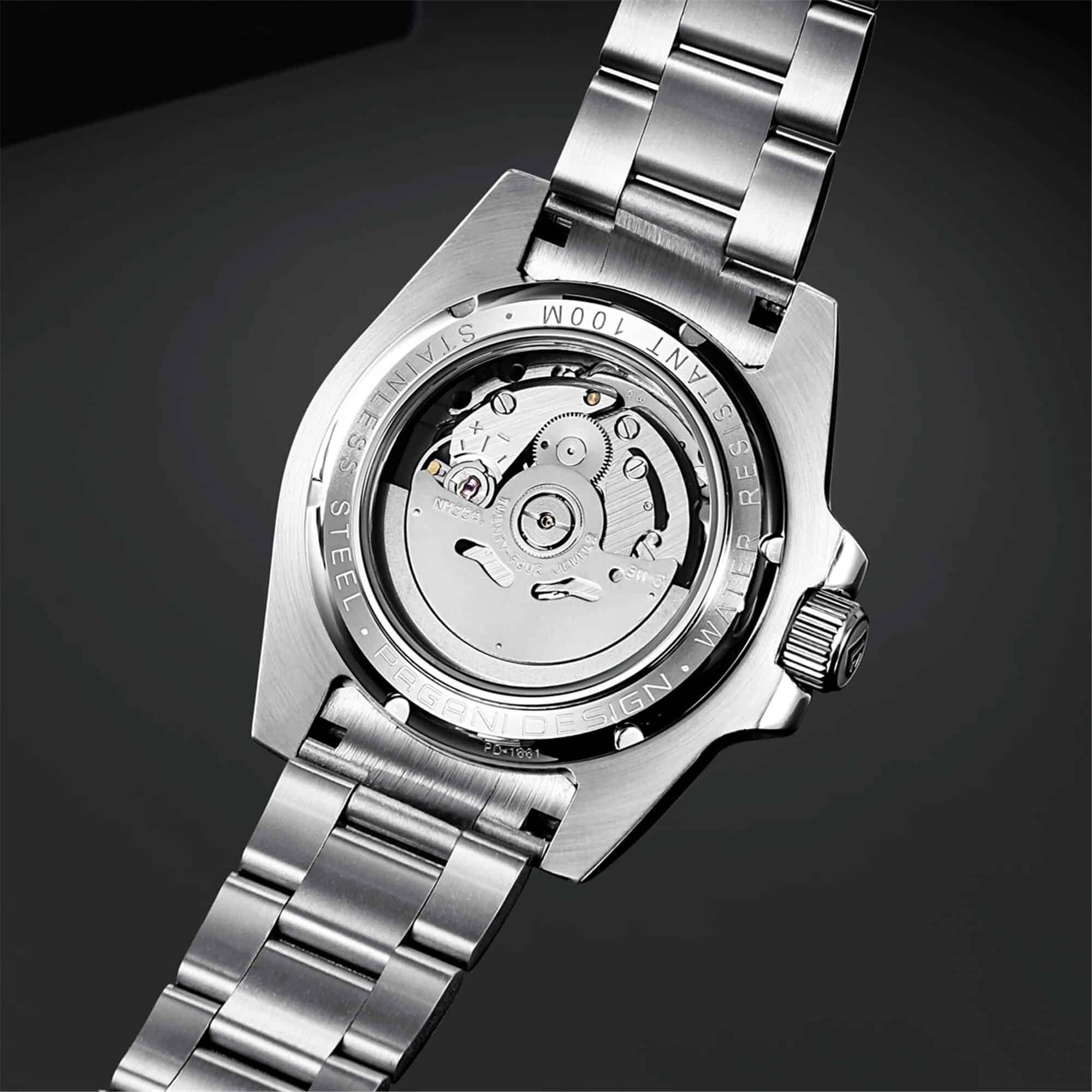 High-quality stainless steel men's watch with automatic movement, durable design, and scratch-resistant glass, perfect for luxury accessories and watch enthusiasts.