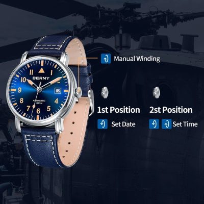 Elegant men's wristwatch with 10ATM water resistance, date, and time setting features. Perfect for daily wear and stylish accessories.
