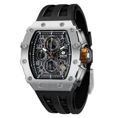 High-quality men's luxury watch with chronograph functionality, stainless steel casing, and sporty design for stylish timepieces.
