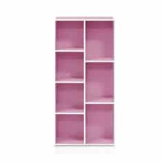 Bright pink modular storage shelf ideal for opticians, optical shops, and eyewear displays. Perfect for organizing glasses, lenses, and accessories with a sleek, modern design.