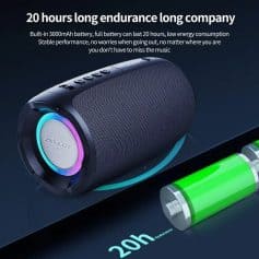 Wireless Bluetooth speaker with long battery life.
