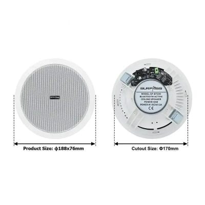 High-quality Bluetooth ceiling speakers for home and office audio solutions. Compact design, easy installation, perfect for background music and sound amplification.