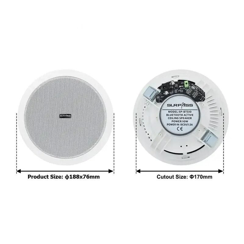 High-quality Bluetooth ceiling speakers for home and office audio solutions. Compact design, easy installation, perfect for background music and sound amplification.