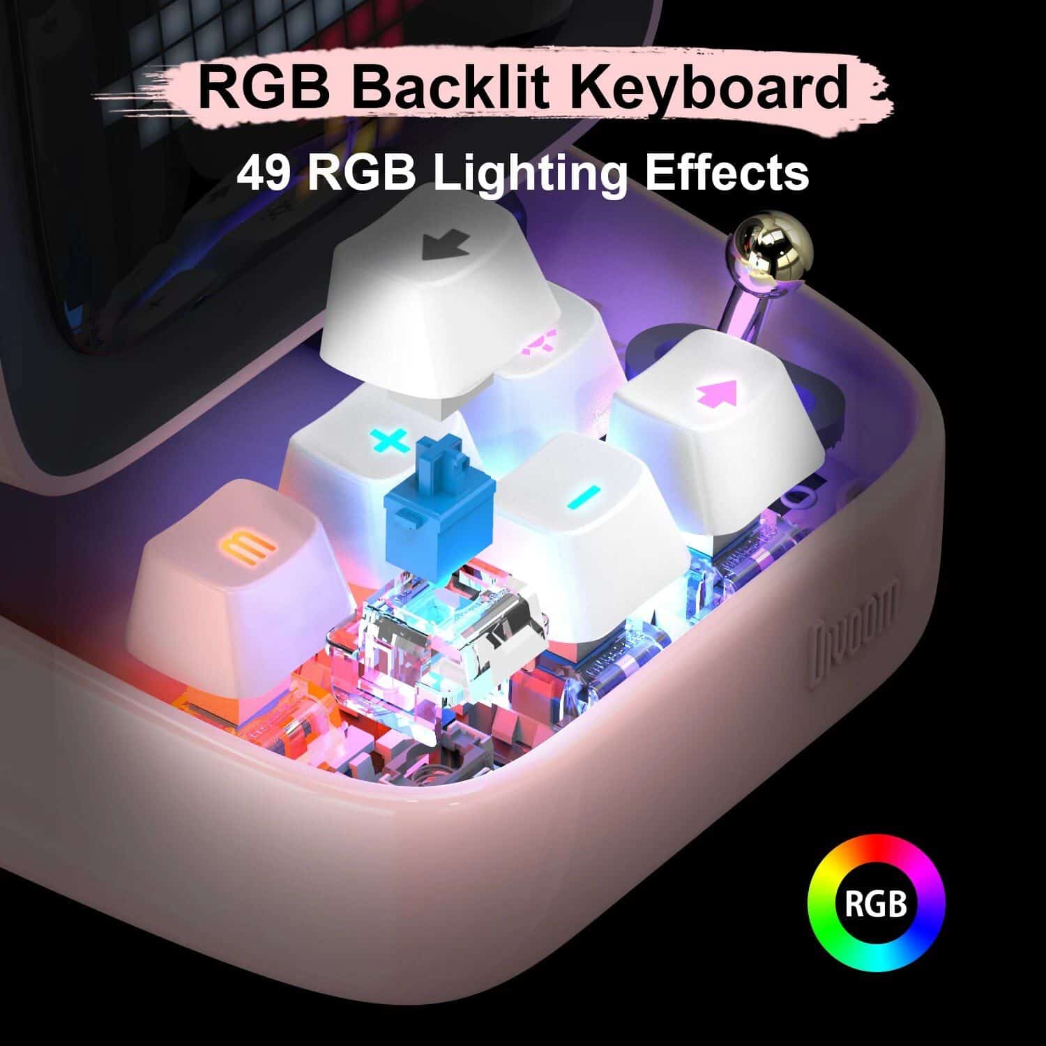 RGB backlit keyboard featuring 49 customizable lighting effects and vibrant LED illumination for gaming and computer enthusiasts.